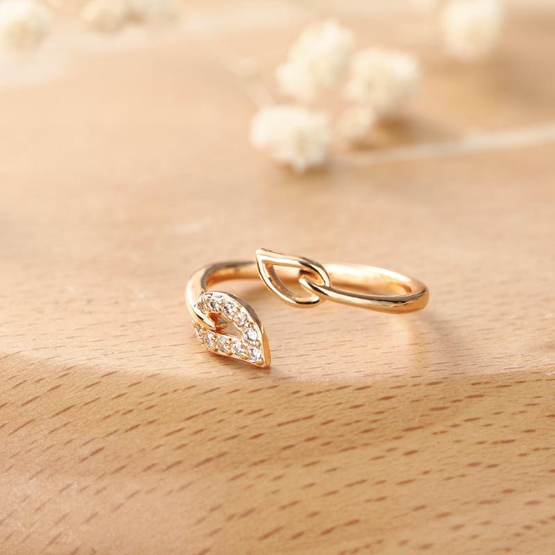 D.G.C Cincin Titanium Wanita Anti Karat Mewah Berlian Emas Fashion Korea Aksesoris Cincin Terbuka Murah D673 0