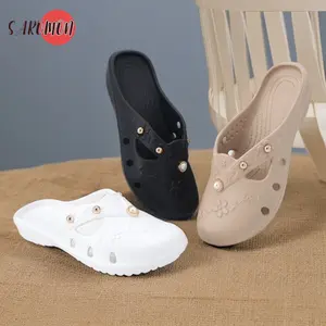 SAROMON Sandal Wanita Slop Motif Mutiara Cantik Model Elegan Korea Premium