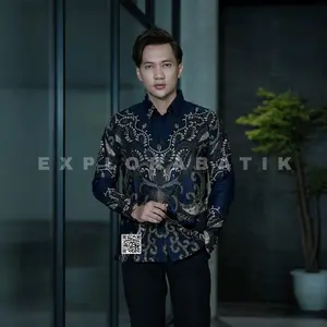 EXPLORA.ID PANGESTU Kemeja Batik Pria Slimfit Lengan Panjang Lapis Furing Lembut Katun Prima Premium Elegan