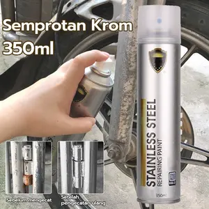 350ML Chrome Spray Cat Semprot Chrome Sapporo Chrome Spray Paint Anti Karat Warna Stainless Stainless Cairan Pembersih Karat Motor Mobil Rust Remover Cleaner Derusting