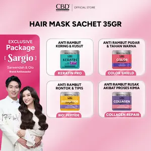[BBD] CBD Professional Keratin Pro | Color Shield | Collagen Repair | Bio+ Peptide Complex | Daily Use Hair Mask Sachet 35gr 1/3 Pcs - Haircare Treatment Masker Creambath setelah Shampoo untuk Perawatan Intensif Melembutkan Rambut  Kering Kusam