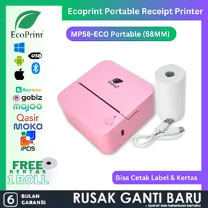 Printer Thermal Ecoprint Portable Battery Bluetooth MP-58ECO RPP02N 58MM Kasir SUPPORT MOKAPOS Printer Mini