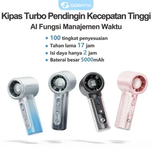 [COD]Galetime GT02 Kipas Angin Mini FAN 5000mAH  17Jam 100 level kecepatan, layar LCD AI Chip Timer Akurat hingga Menit , Isi ulang Type-C, Mudah Dibawa Hadiah