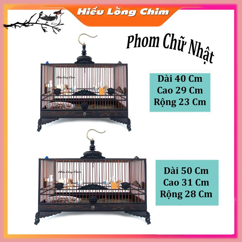 Lồng Chim Khuyên + Hút Mật Tự Ráp Phom Chữ Nhật Size 39-23-29 Gỗ Mun Giảm 20%