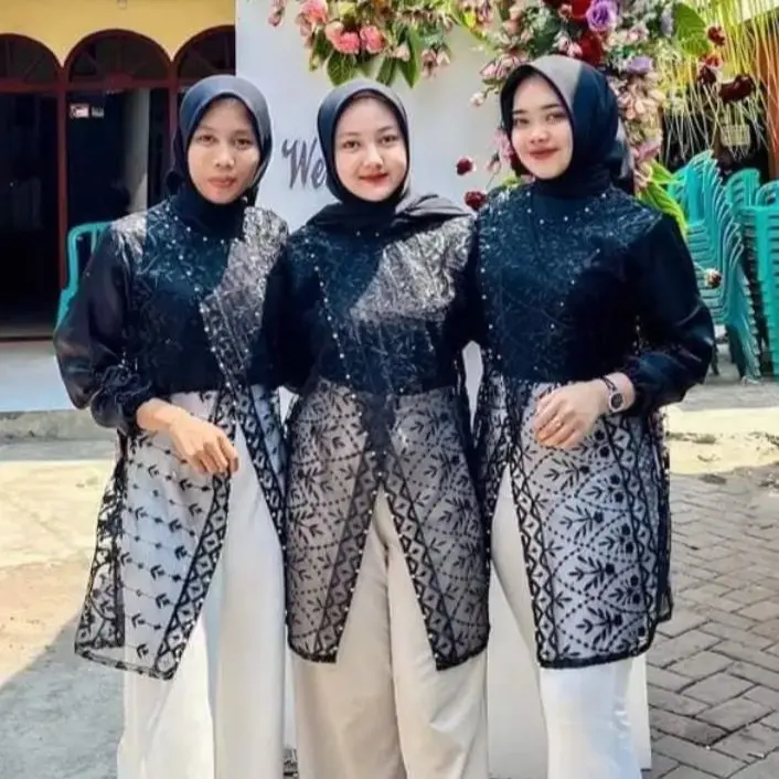 Outer Brokat Silang Full Payet Bordir Baju Hari Raya Kondangan Kekinian Wisuda