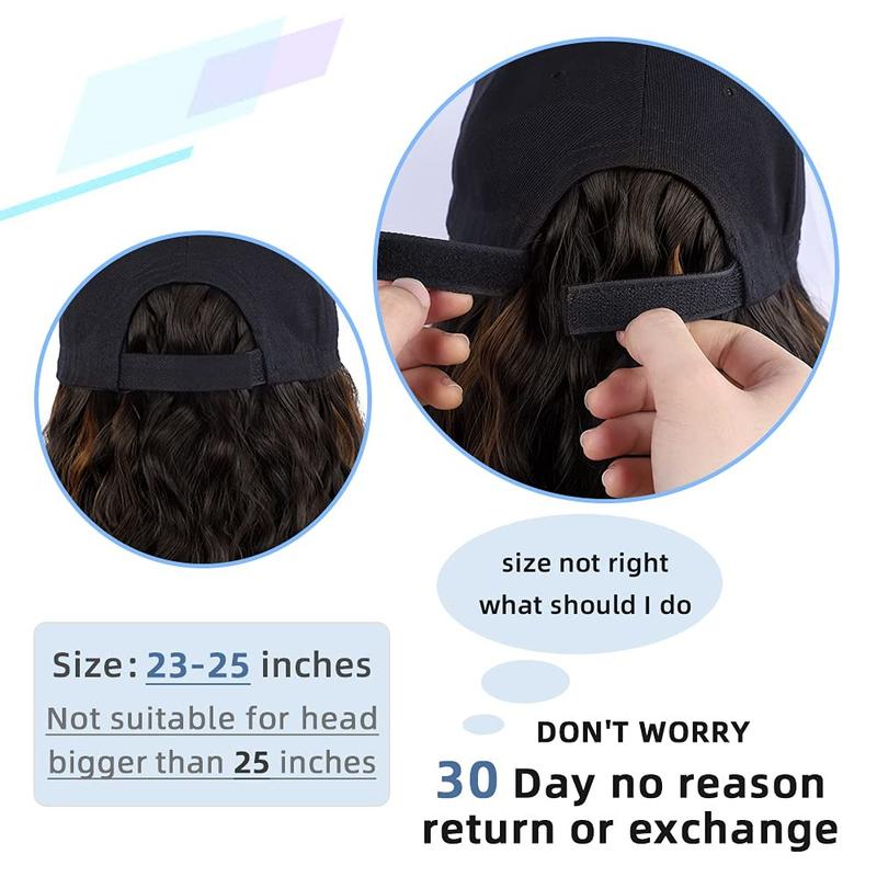 Product Introduction of Hat Wig for Women, Short Wave Baseball Cap Wig with Curly Synthetic Hair Extensions, Adjustable Brown Black Baseball Hat Wig 6
