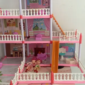 Mainan Anak DIY 3D Princess Kastil Villa Rumah Boneka Dengan Lampu Untuk Anak Perempuan
