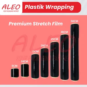 ALEO Premium Stretch Film Hitam 50cm x 300 Meter 17 Micron TIDAK GAMPANG PUTUS Plastik Wrapping Barang Anti Jebol Kedap Air