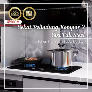 [All Steel] Sekat Pelindung Kompor 2 Sisi | Anti Cipratan Minyak Panas | Oil Splash Guard Premium Tebal