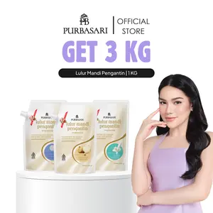 [GET 3 KG] Purbasari Lulur Mandi Pengantin 1 Kg -  Brightening Bengkoang Mutiara Susu Natural Extract Cantik Murah
