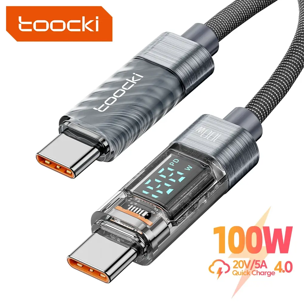 Toocki Type C to Type C Cable 100W PD Fast Charging Charger USB C to USB C Display Cable for Macbook Samsung Xiaomi POCO Realme Cellphone Smartphone