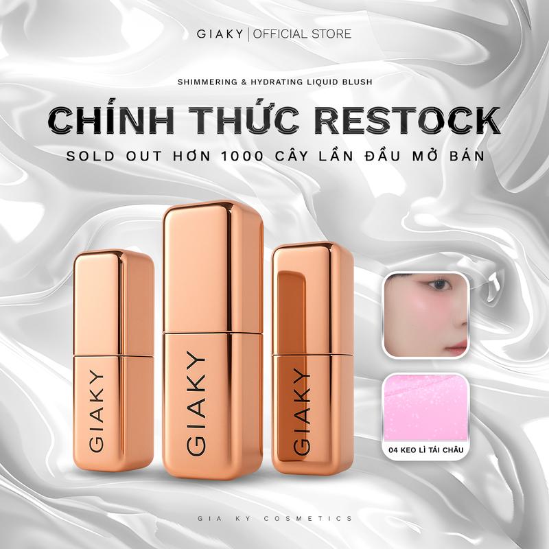 [GIA KỲ] Má hồng kem Gia Kỳ chứa nhũ ngọc trai, dưỡng ẩm, lâu trôi, lành tính diu nhẹ cho da Hydrating & Shimmering Liquid Blush - 5g Mỹ Phẩm Cosmetic Trang Điểm