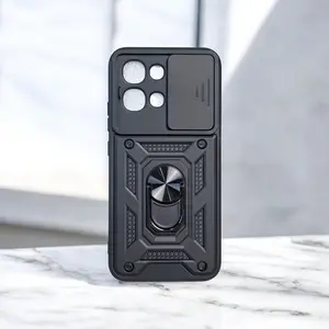 Case Kompatibel For Opp0 A6 Pro Slide Protect Kamera Case Robot Black Slide Kamera + RingStand - Caseku