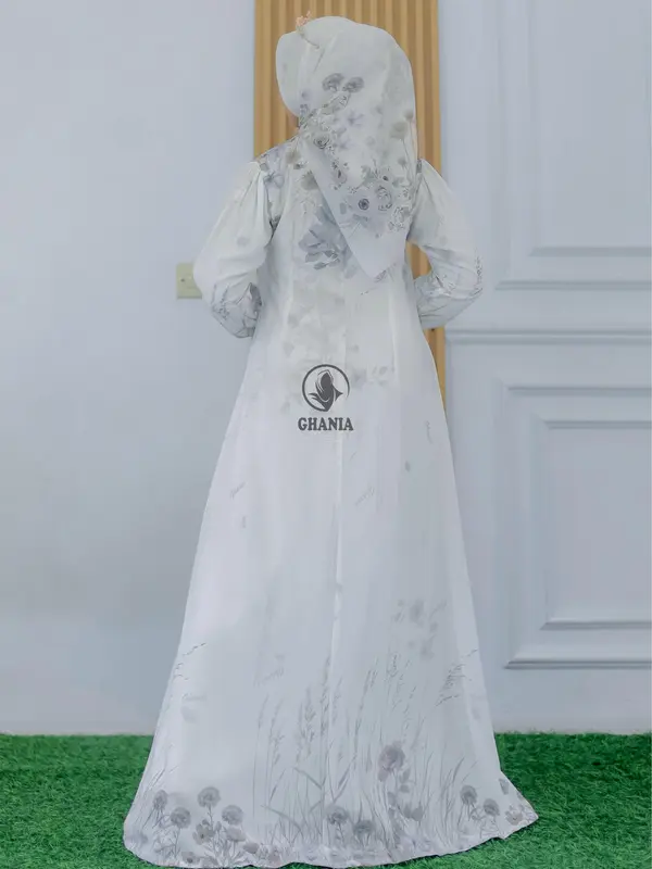Ghania Cellosia Dress- Putih- lavender- khaky- hitam- maroon 1