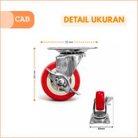 Gambar CAB Roda Kastor 2 Inch Rem PU Merah Swivel 360° Plat (4 Pcs) Heavy Duty Anti Bising dari cabofficialstore Kota Surabaya 2 Tokopedia