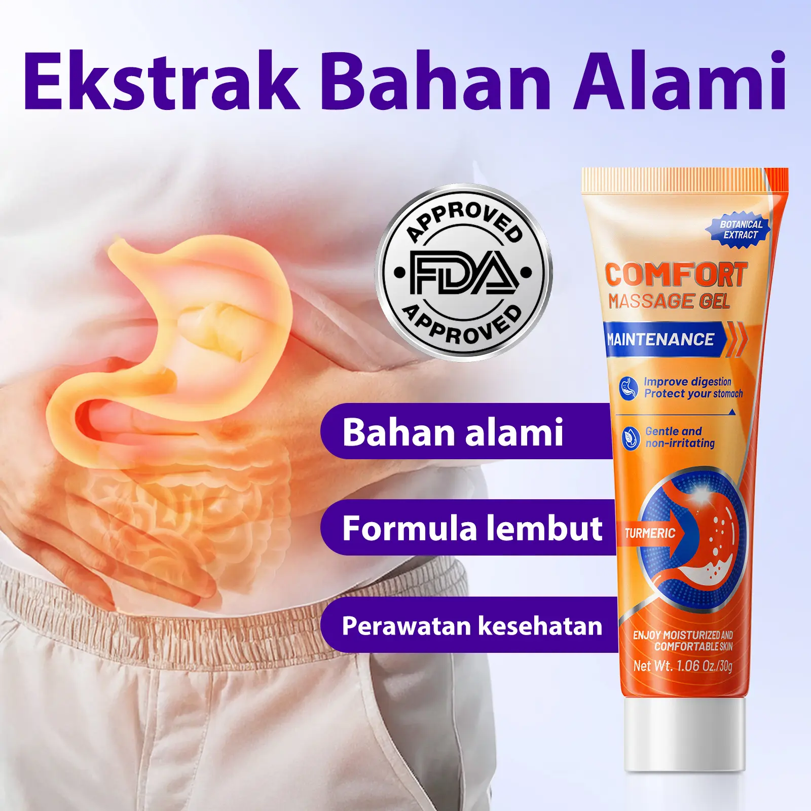 Aavini Comfort Massage Gel. Suitable for big belly, irregular diet & dan sistem pencernaan sensitif rapuh
