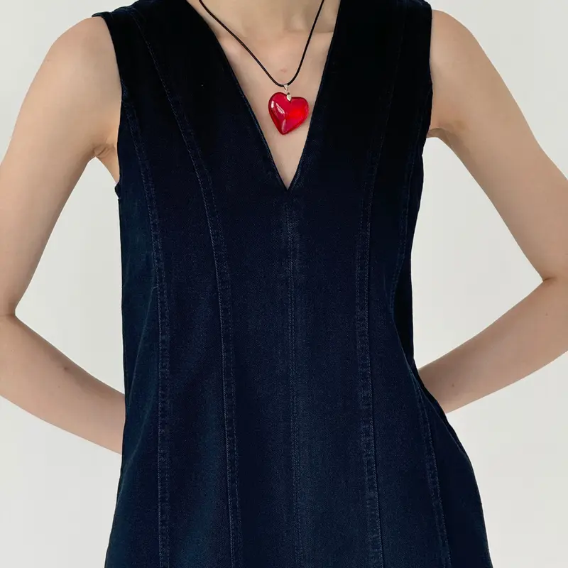 LADOUCE - Calni Denim Dress Jeans Wanita 6