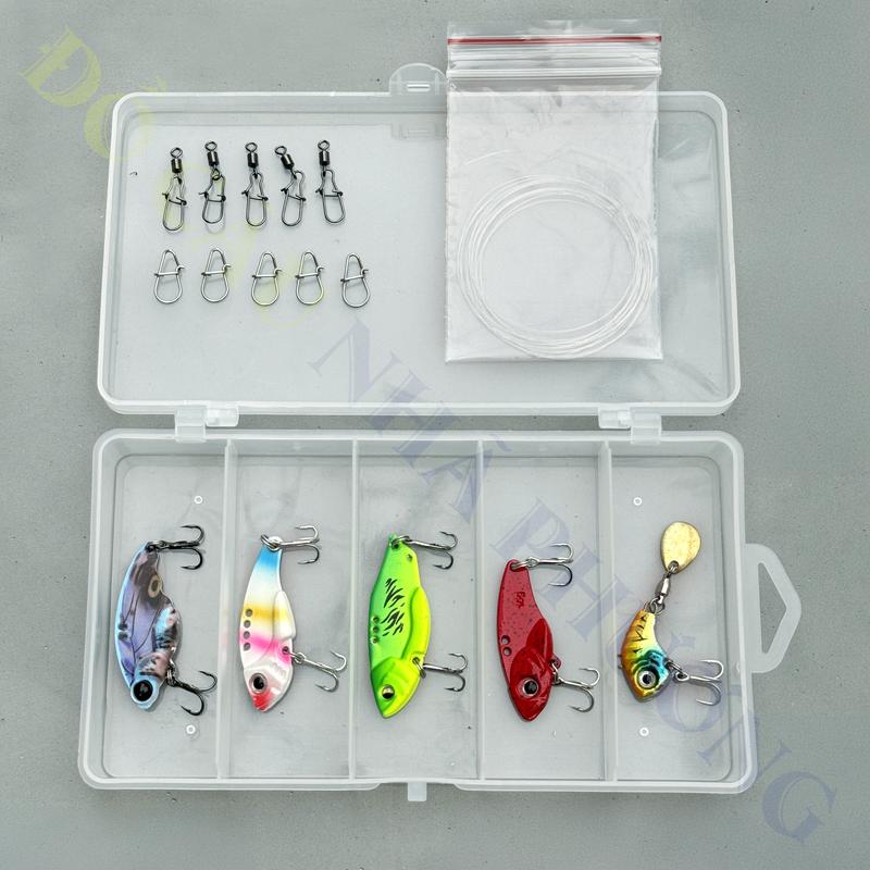 Combo 5 Con Cá Sắt Câu Lure Nhạy Cá - Tặng kèm 2m Leader Khóa Lure Không Xoắn Khoá Lure Snap Khoá Chữ U Hộp đựng - Fishing Mồi Lure Mồi Cá Cá Sắt