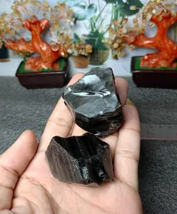 Natural Silver Sheen Black Obsidian Rough (2) Asli Batu Alam