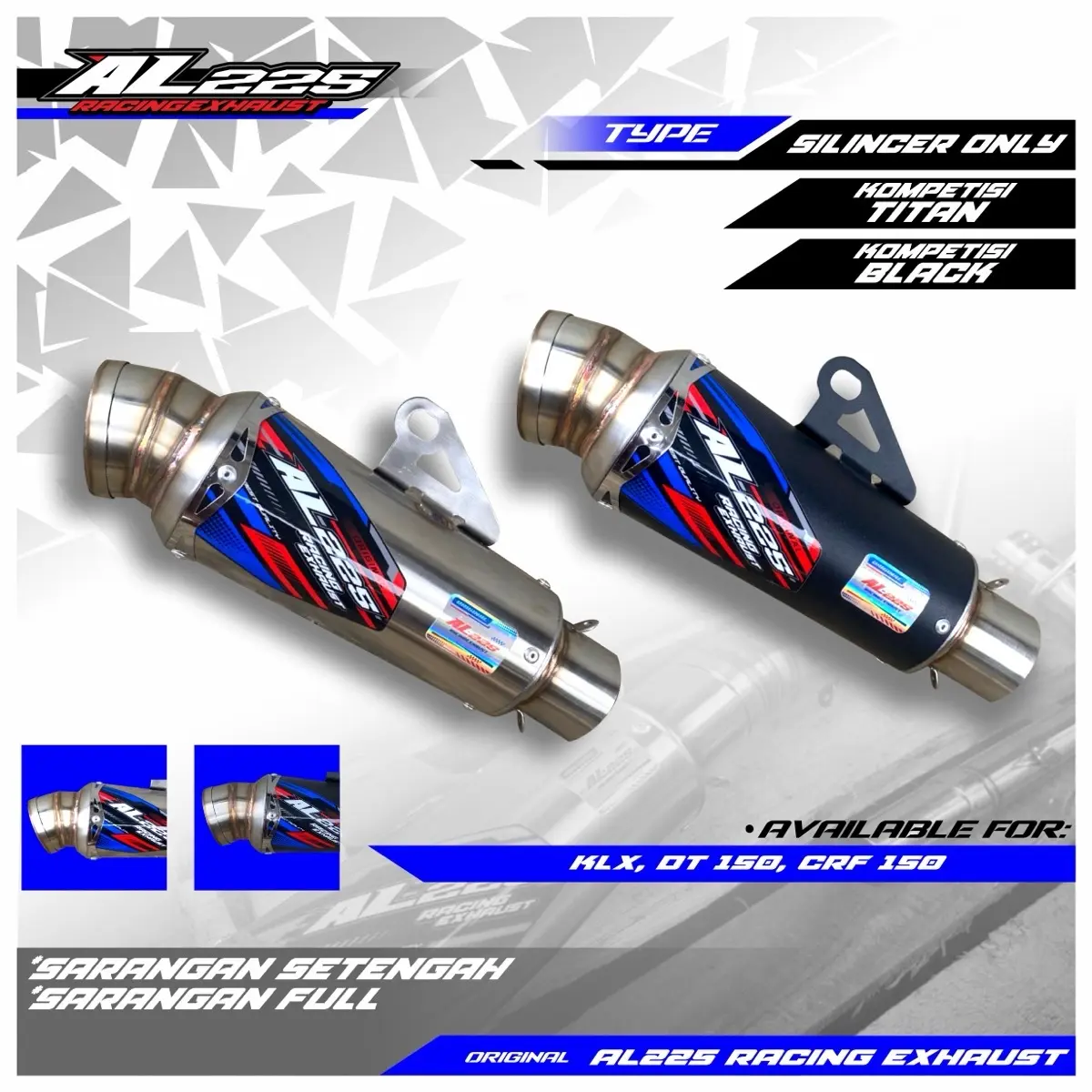 silincer only Type kompetisi p18 original AL225RACING Grade A