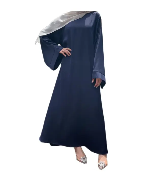 MS024#Muslim fashion satin dress（shine）(No pockets) (Satin )