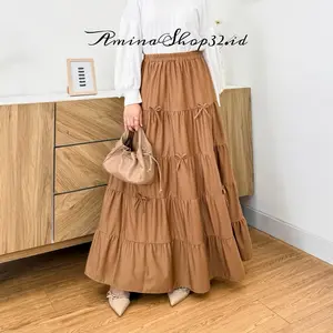 Amina Skirt - Pearly Pita susun hyget premium / Rok susun 5 pita cantik