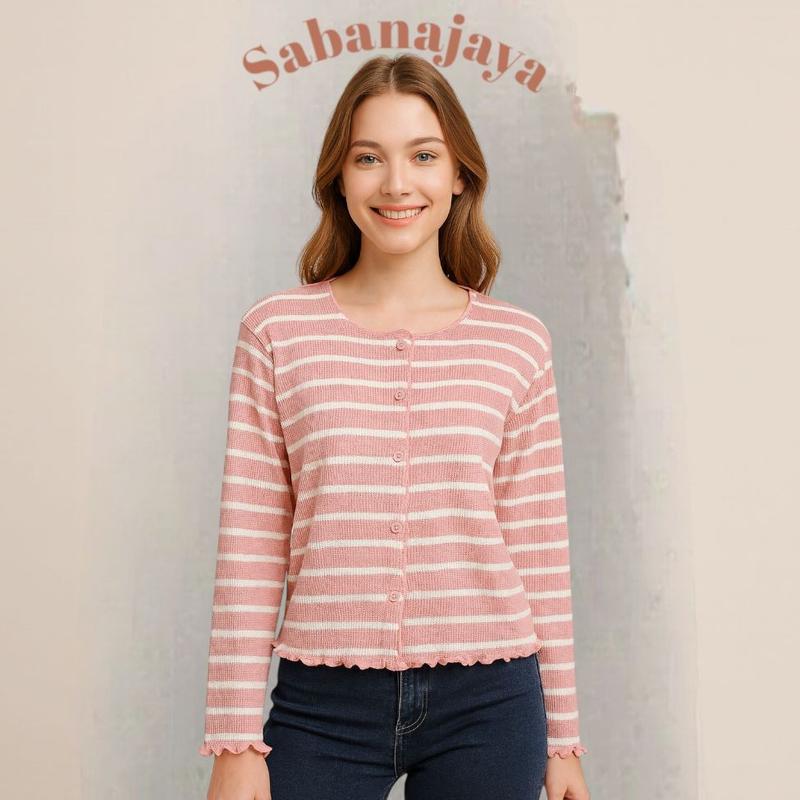 CARDIGAN WANITA CROP OVERSIZE / CARDIGAN WANITA MOTIF STRIPE Kardigan Kancing Panjang Knitwear Waffle Atasan Top Outer Garis CARDIGAN WANITA CROP OVERSIZE / CARDIGAN WANITA MOTIF STRIPE Kardigan Kancing Panjang Knitwear Waffle Atasan Top Outer Garis