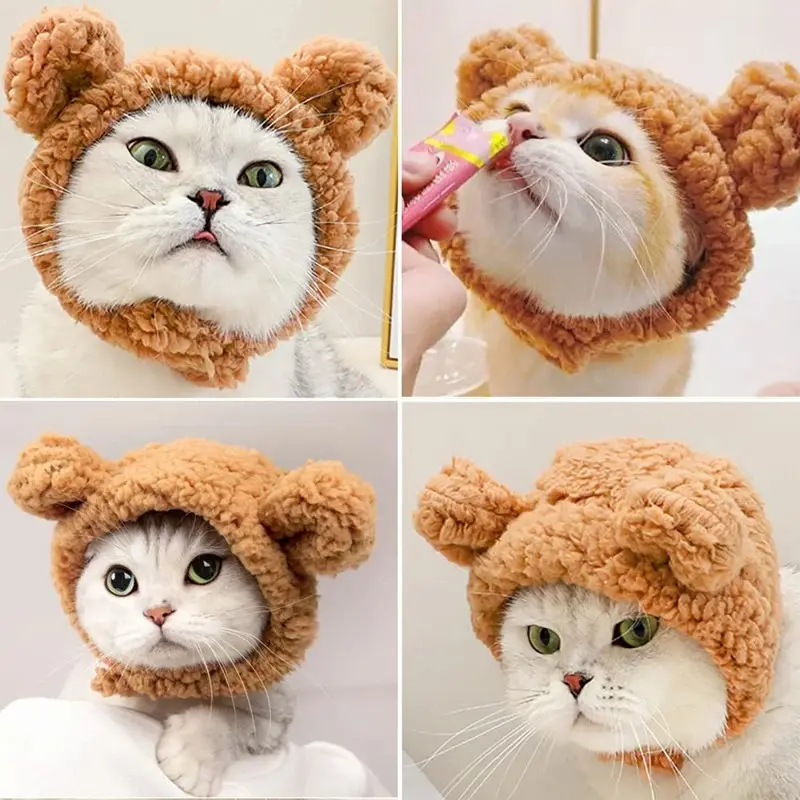 topi kucing/anjing bentuk beruang lucu,topi lucu untuk kucing dan anjing bentuk beruang Topi koboi kucing - Topi Kucing dan Anjing Lucu Aksesoris Hewan Motif Beruang -