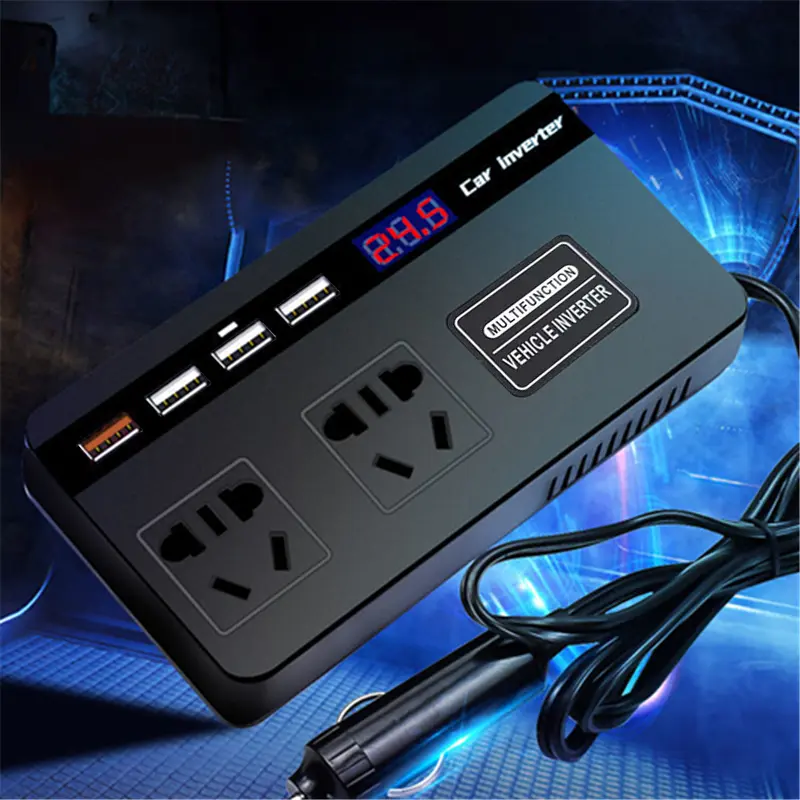 COD PU LI HAO Car Power Inverter DC 12V/24V to AC 220V 200W 4 USB Port - XJ124 Terbaru Charger