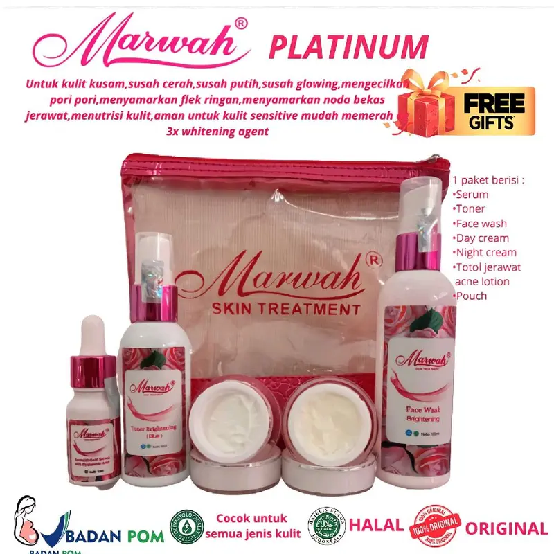 Paket Platinum Marwah skincare original buat wajah cerah glowing lembab bebas flek hitam 0
