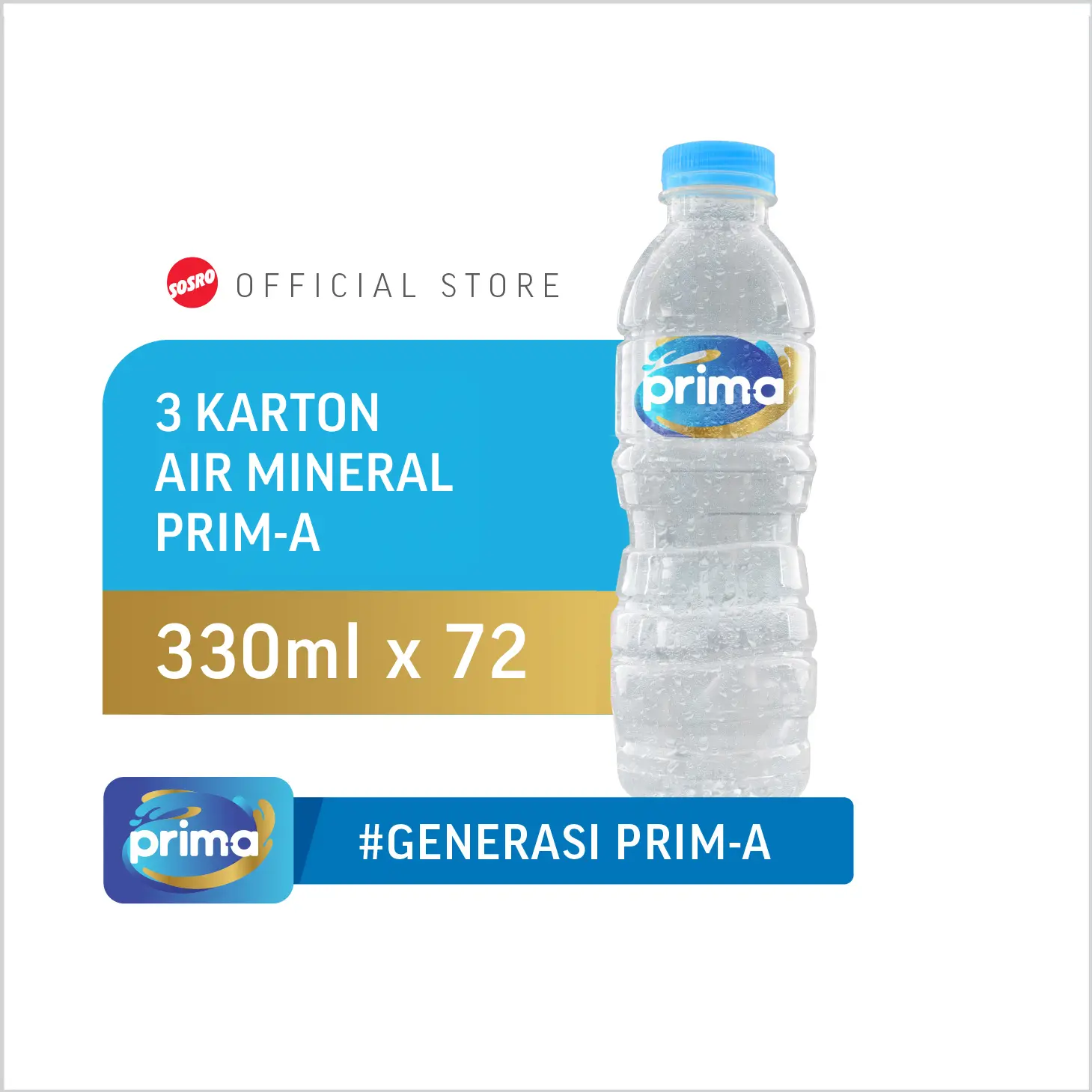 3 Karton Prim-A Botol Air Mineral 330ml x 24pcs , Total 72pcs