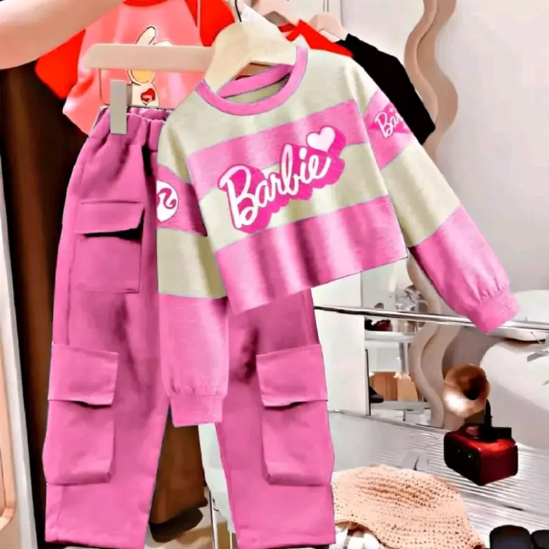 SETELAN ANAK PEREMPUAN 1-5 TAHUN SETELAN SWEATER CARGO BARBIE TERBARU BEST SELLER 0