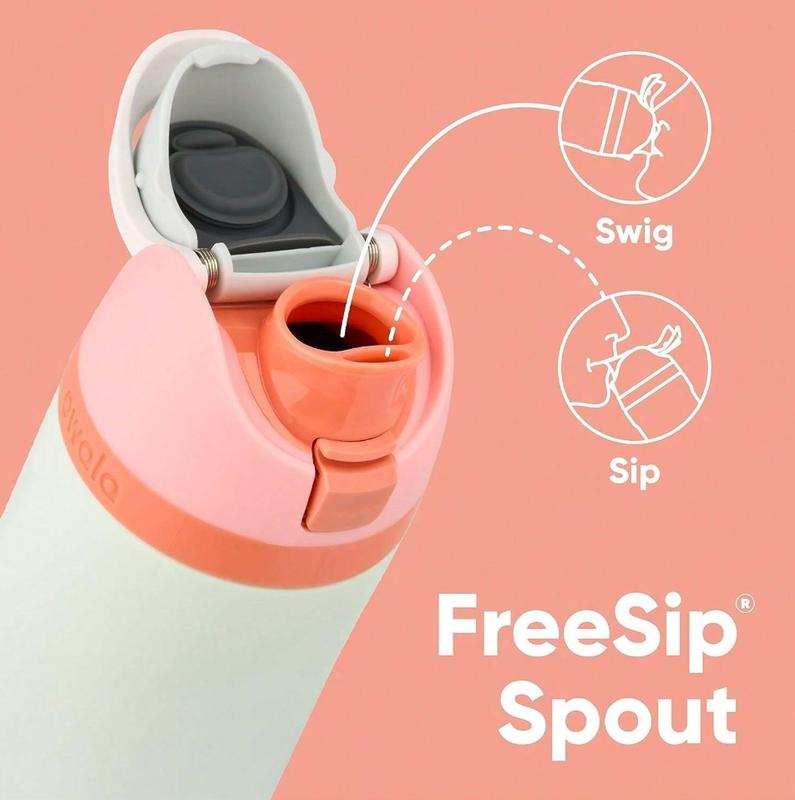 Pink kitty big bow Okala freesion insulated stainless steel sports water bottle with straw, water bottle drinkware stainless steel thermos cup hot and cold coffee insulated lid straw bottle portable cup sports water bottle Flasks Loop  Mug Tumbler Bottled 2