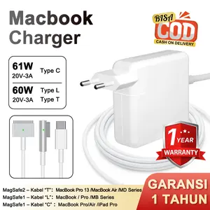 [Garansi 1 Tahun] Charger MacBook 60W untuk Air/Pro C/T/L - Sesuai untuk Model A1330, A1344, A1425, A1465, A1502, A1222, A1436, A1666, A1278, A1181, A1342