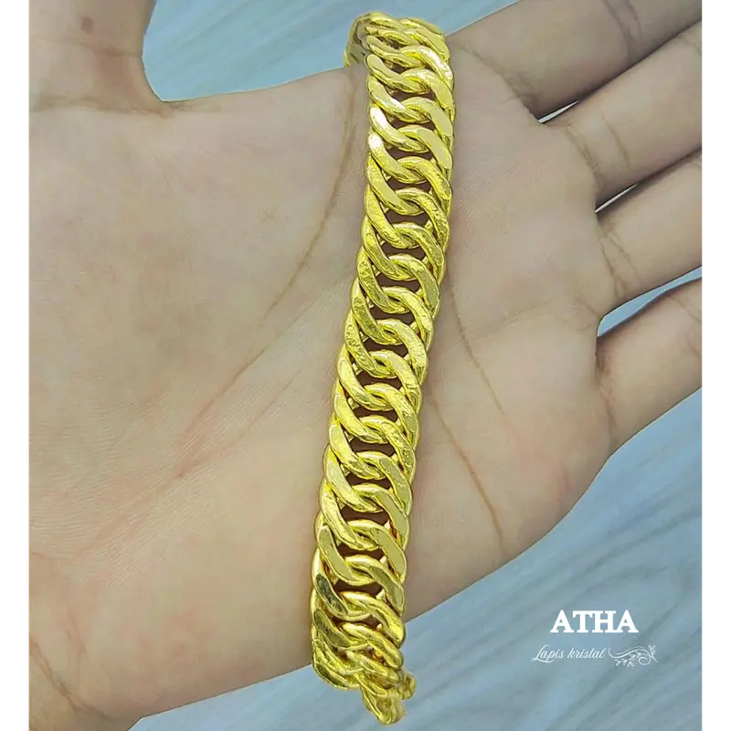 Gelang Lapis Kristal Atha Motif Lipan Model Susun Double gelang tangan wanita Emas Perhiasan Bracelets 4