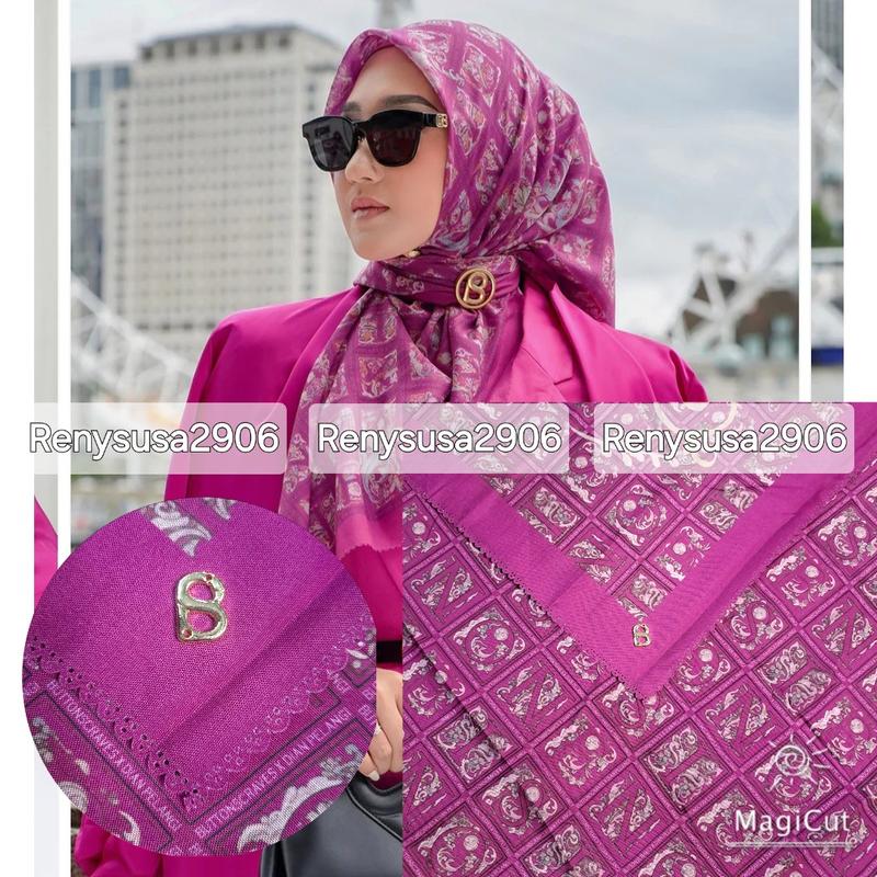 Lc ttk 3 mirror / Autograph series semi ori button scarves with metal logo B bahan Voal sublin Nyaman dan Lembut , kemasan kotak exlusive, kerudung segiempat semua kegiatan hijab persegi 2