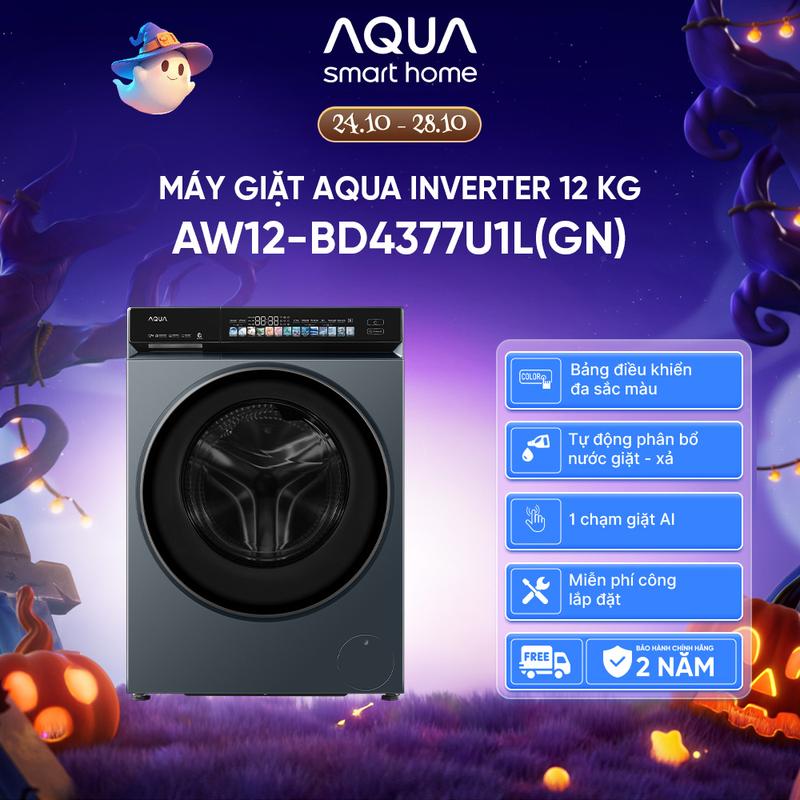 Máy giặt cửa trước inverter 12kg AW12-BD4377U1L(GN) - Tự động phân bổ nước giặt xả - Color AI 7