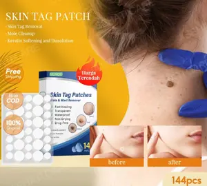 EELHOE Skin Tag Patch 144pcs Wart Removel Patch Mole &amp; Wart Remover Naturalformula No Side-Effect Or Irritation Waterproof &amp; Transparent Stiker Obat Kutil Paling Ampuh Skin Tag Remover Penghilang Kutil Remover Penghilang Kutil