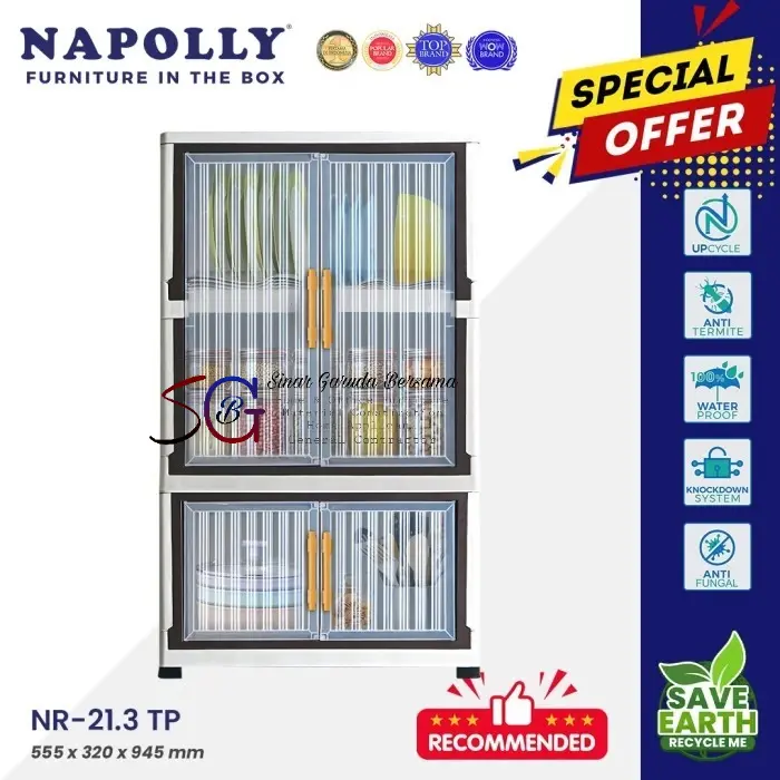 RAK PIRING LIPAT PLASTIK BY NAPOLLY 3 SUSUN / LEMARI DAPUR PLASTIK NR 21.3 TP
