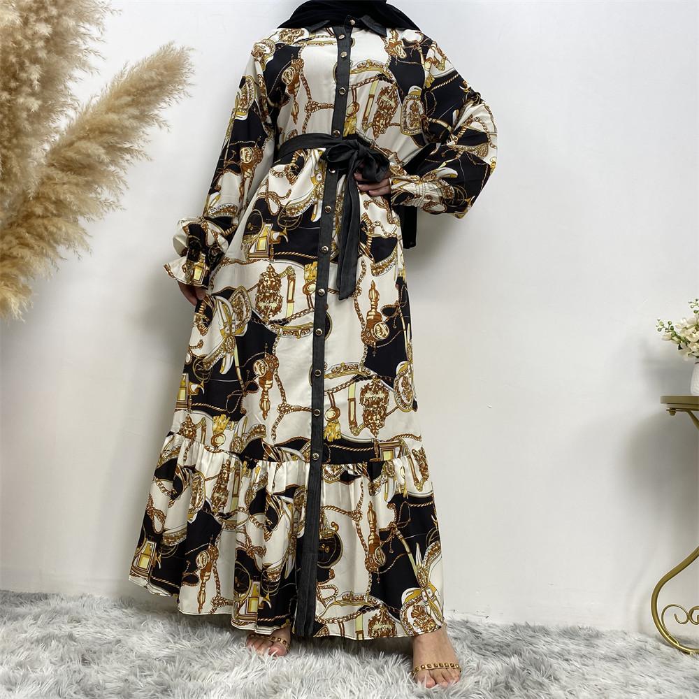2227# Pretty printed long dress Polyester Casual Dresses - CHAOMENG MUSLIM SHOP