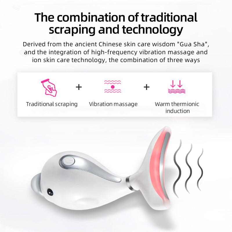 Neck Face Firming Smoothes Wrinkles Tool, Double Chin Reducer Vibration Massager With 3 Color Modes For Wrinkles Appearance And Skin Tightening 2