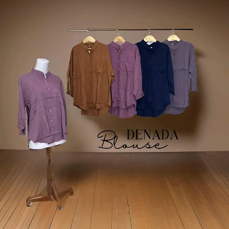 DENADA BLOUSE Atasan Rayon Twill. variasi saku samping,Kancing Aktif,Busui Aman,wudhu friendly,Lengan 7/8, 0