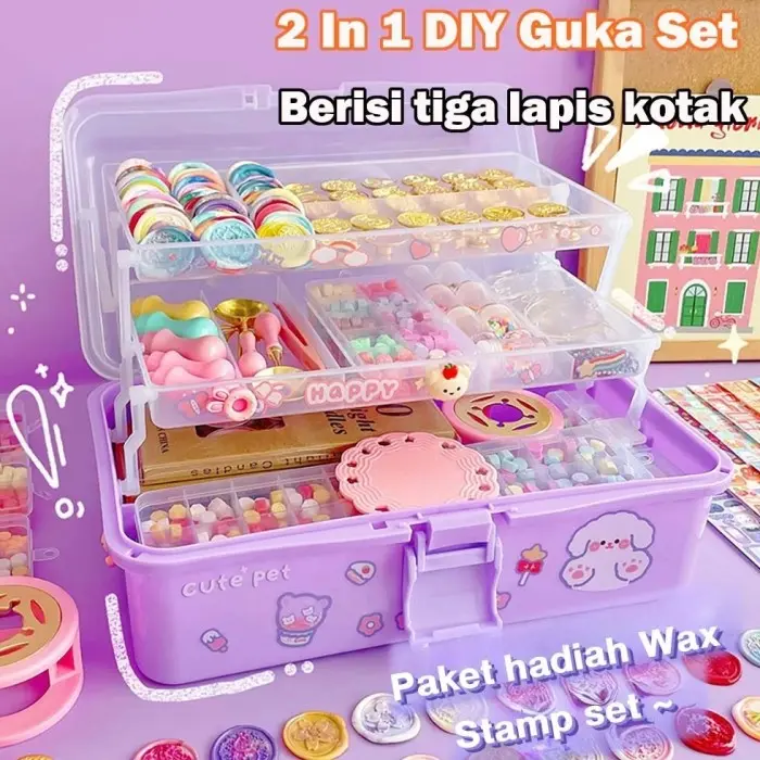 H㊚F5 GUKA SET DIY 3-IN-1 JELLY WAX FIRE PAINT SEALING WAX SET GANTUNGAN KUN Q➸OA 4