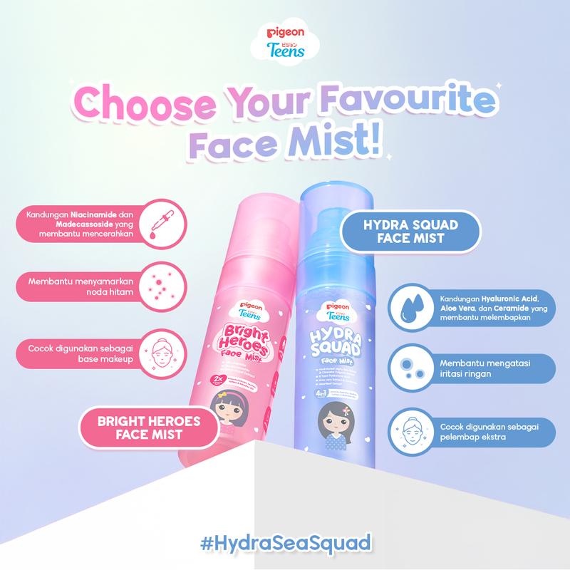 Pigeon Teens Hydra Squad Face Mist 50ml | Skincare Remaja | Ekstra Melembapkan | Hyaluronic Acid & Witch Hazel 4