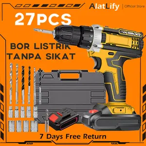 Bor Listrik 98V 2 Baterai Impact 3IN1 Bor Tangan Listrik Impact Drill Cordless Listrik 10MM Tersedia Tiga Mode, Rotasi Maju Dan Mundur Besi Tembok Beton Kayu