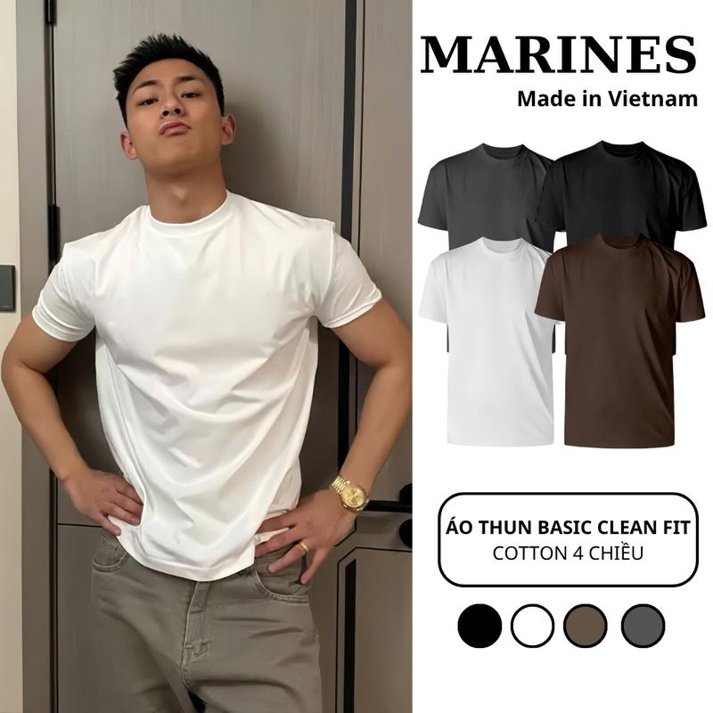[Phiên Bản Nâng Cấp Cleanfit] Áo Thun MARINES From Releaxfit Cotton Co Giãn 4 Chiều Cổ Tròn Tôn Body Tôn Dáng Unisex