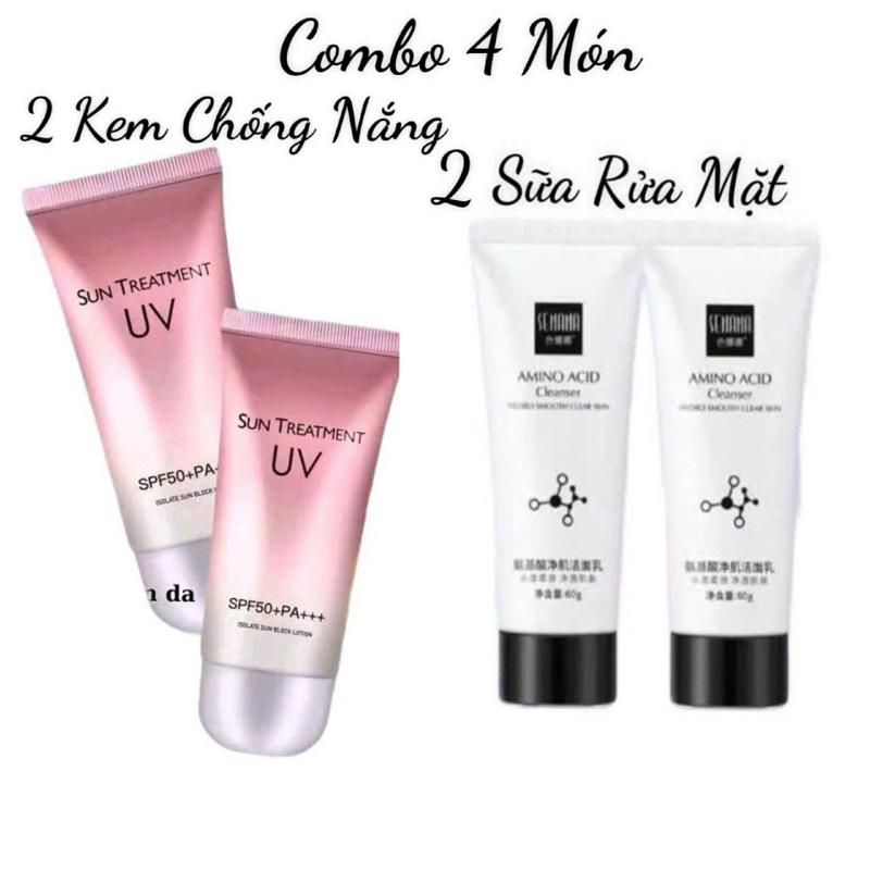  Combo 4 Món Gồm 2 Kem Chống Nắng Sun treatment và 2 Sữa Rửa Mặt SENANA 60g Hổ Trợ Làm Đẹp Da 