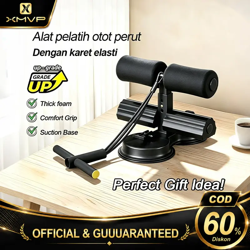 XMVP Mesin sit-up, hisapan kuat, daya super, 3 tingkat intensitas, latihan inti perut, kunci kaki sit-up dengan tali tarik, mesin sit-up, alat bantu latihan sit-up, SIT UP, hisapan