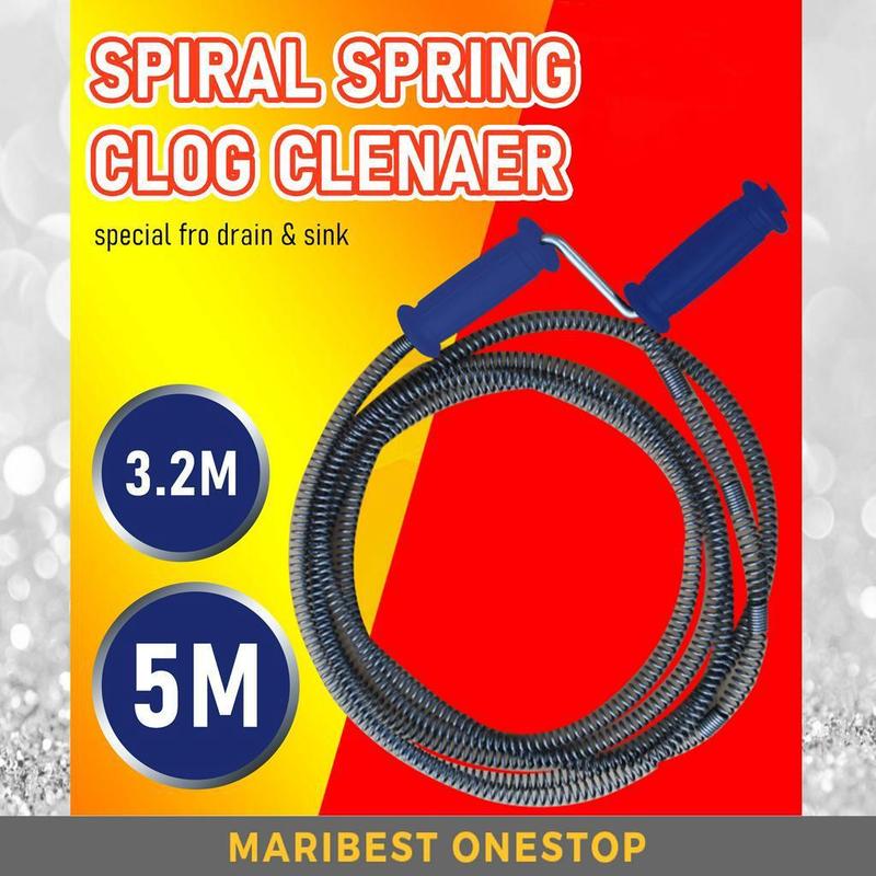 5M / 3.2M Clog Free Spring Set Cleaner Spiral Pipe Cleaning Rod ...