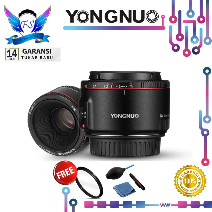 Lensa Yongnuo 50mm F1.8 Mark II YN 50 F1.8 II For Canon Sony ORIGINAL